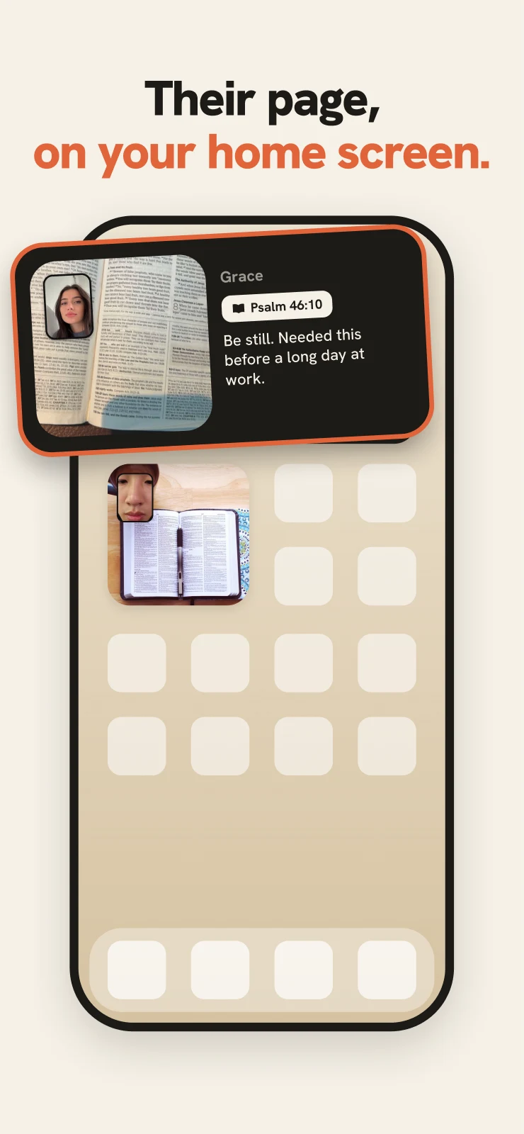Their page, on your home screen: your partner's check-in in the widget.